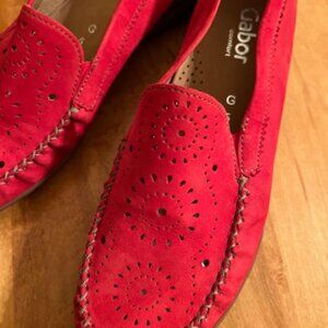 Gabor Red Suede Loafers Super soft NWOT